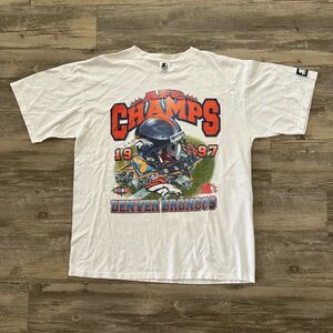 Vintage 1997 Denver Broncos AFC Champions T-Shirt Size Large NFL